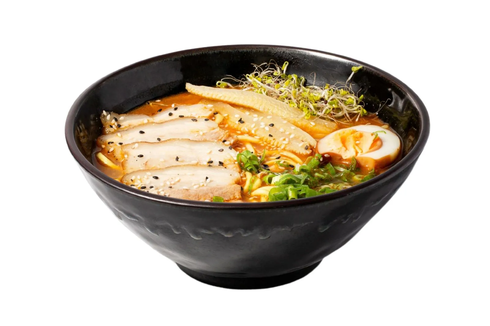 Creamy tonkotsu broth with chashu, menma and ajitsuke tamago at Moto Ramen & Izakaya, a Japanese Restaurant in Vancouver